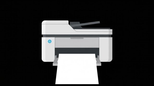 Modern office multifunction printer scanning document into tray