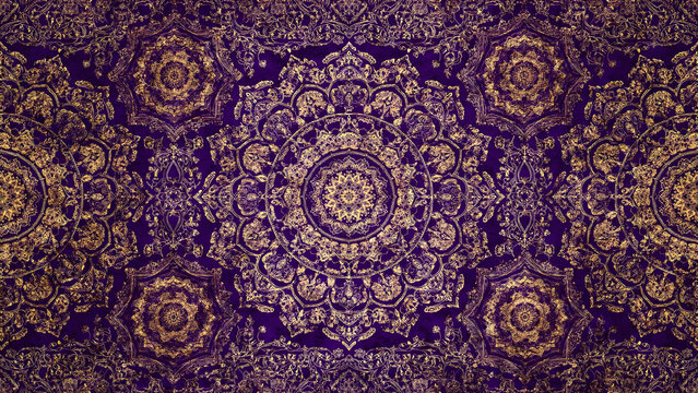 Ornate mandala pattern background with floral damask ornament and vintage tile design