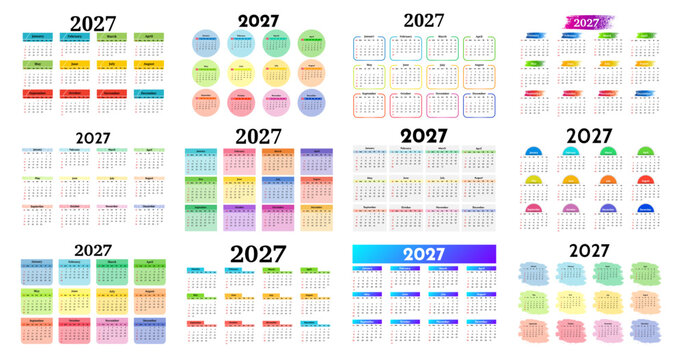 Calendar for 2027 isolated on a white background