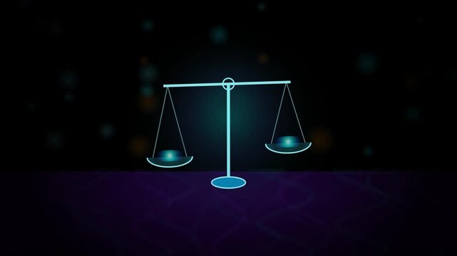 Digital scales of justice animation: conceptual law, fairness, and balance motion for legal and business concepts