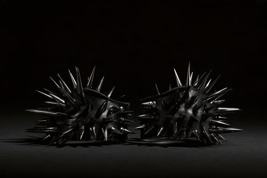 Spiked black leather wristbands displaying a rebellious and edgy fashion style