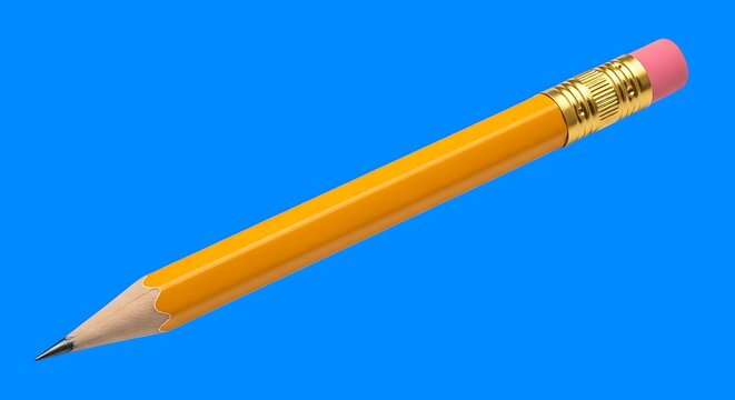 Classic sharp yellow wooden pencil with a vibrant pink eraser ready for writing or drawing tasks