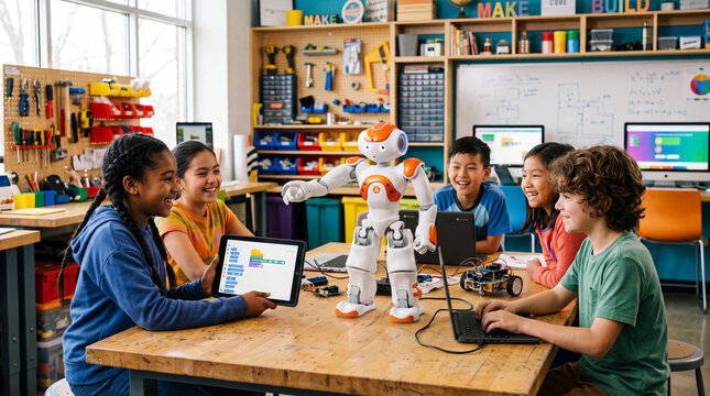 Teaching robot in a classroom makerspace