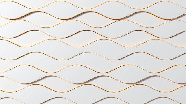 Abstract white background with elegant golden wavy lines pattern