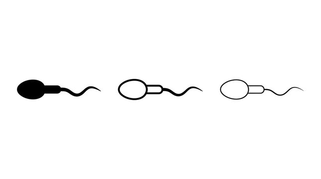 Sperm cell vector icon set in solid and outline styles isolated on transparent background