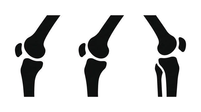 Human knee joint anatomy vector icon set isolated on transparent