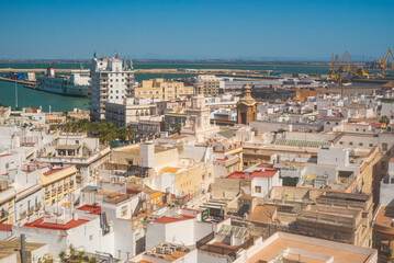 Aerial view of Cadiz from cathedral tower © rastkobelic