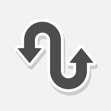 Double reverse arrow icon sticker isolated on gray background