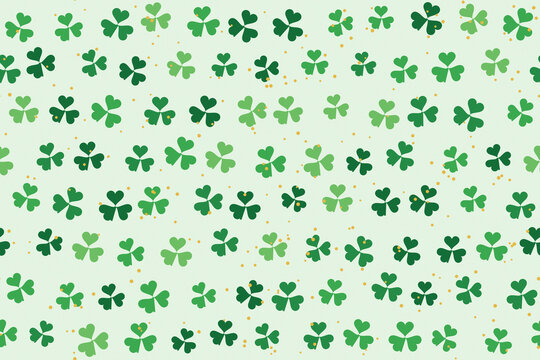 St Patricks Day shamrock clover seamless pattern in green