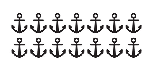 Collection of black anchors on transparent background for maritime design and nautical themes. © MdSamsul