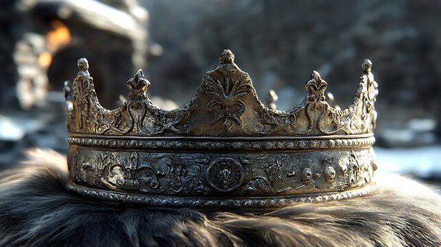 Antique Golden Crown on Fur.