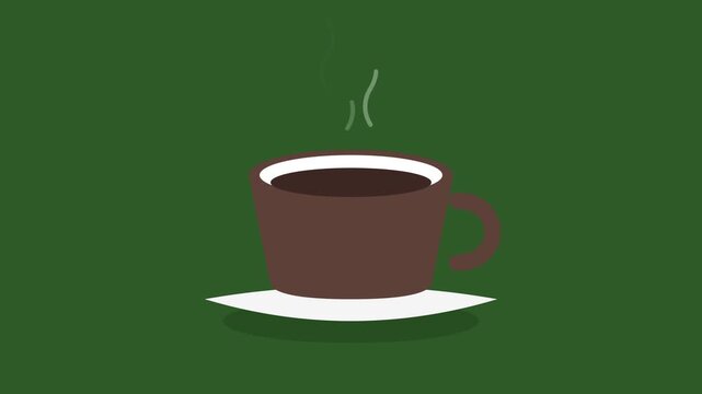 Animated coffee cup with rising steam flat design vector motion