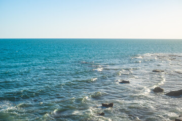 Great blue waters of Atlantic ocean near coastline of Cadiz © rastkobelic