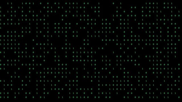 A dark background, filled with a, dense matrix of, green binary code, digits, consisting of, ones and zeros, representing digital data, and technology