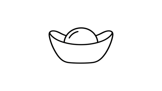 Chinese gold ingot sycee outline icon for luck and wealth celebration.