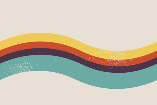 Colorful Vintage Waves Graphic with Textured Striped Design