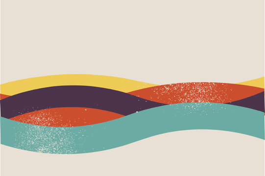 Retro abstract wavy background with vintage colorful lines