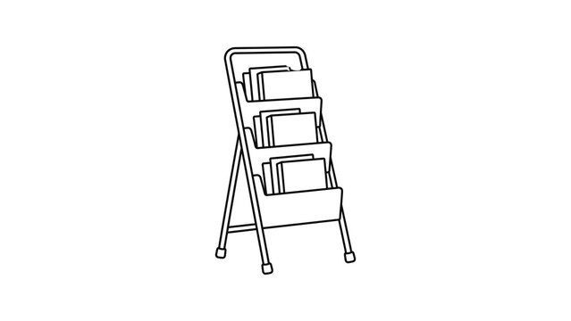 Metal magazine display rack with multiple tiers for library storage.