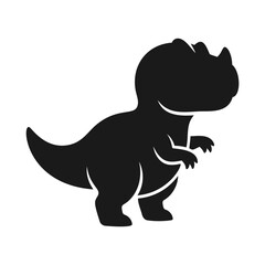 Black silhouette of a small triceratops dinosaur in a simple graphic art style © Sopian