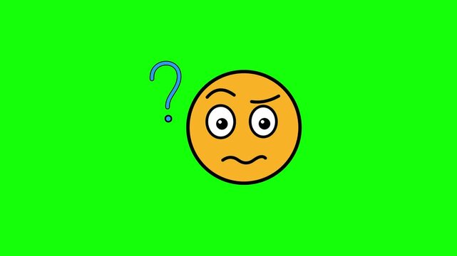 Confused emoji faces with question marks on green screen background