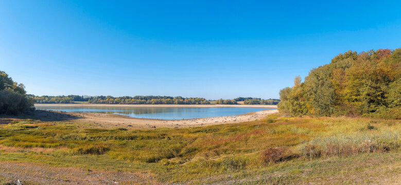 The Michelbach dam, an artificial lake surrounded by a protected nature reserve, located in the Haut-Rhin (Grand Est region), in the commune of Aspach-Michelbach.