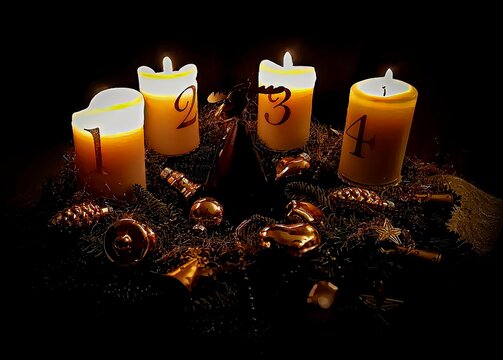 Weihnachtsmotiv, Adventskranz, 4 Advent