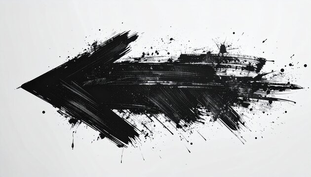 Black ink brush stroke arrow pointing left