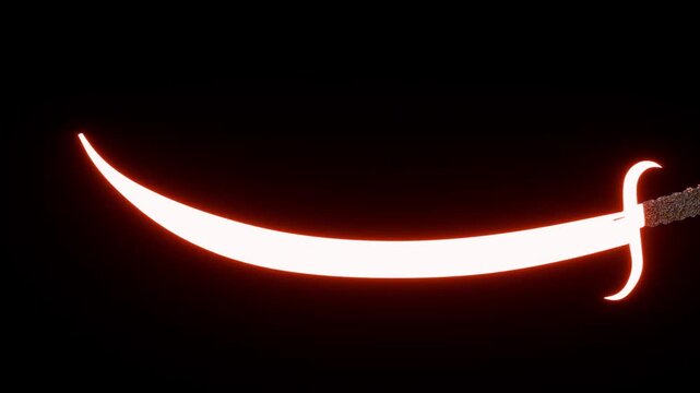 Glowing Red Sci-Fi Energy Scimitar Sword 3D Model