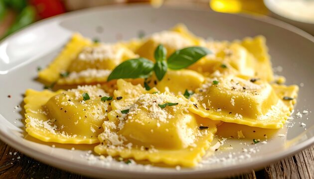 Italian ravioli for gourmet cooking concepts