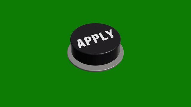 3D black apply button sliding and pressing animation on green background.
