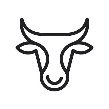 Minimalist bull head line art logo icon.