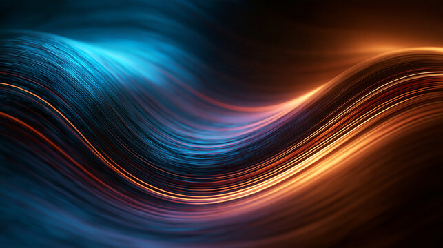 Abstract Glowing Blue and Orange Wave Background