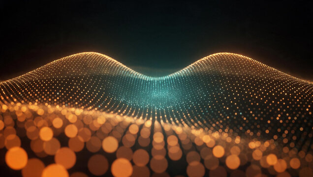 Abstract Digital Wave of Glowing Particles in Cyberspace