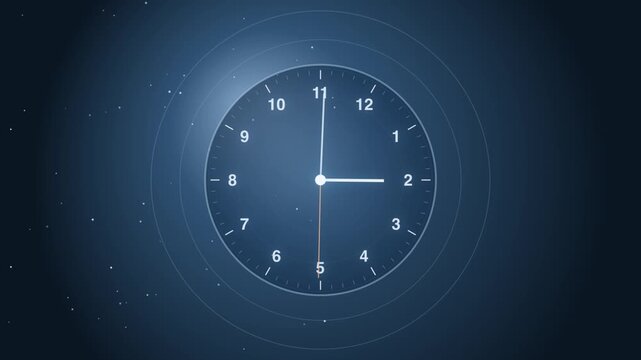 Minimalist Blue Digital Clock Face Motion Graphic Displaying The Passage Of Time On Dark Background