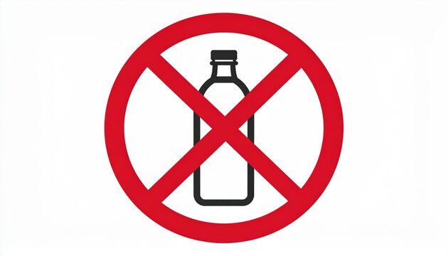 No bottle drinking symbol for safety and public signage