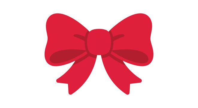 Red ribbon bow illustration with a flat design and vibrant coloring