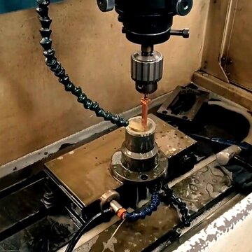 EDM sinker machine working process with copper electrode machining mold in factory