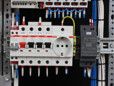 Electrical overload circuit breakers from ABB. Installed in the electrical control panel.