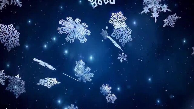 Falling winter snowflakes motion graphics loop background for christmas project