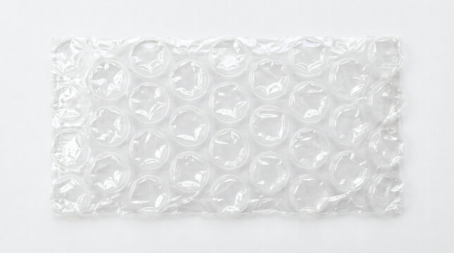 Clear plastic bubble wrap sheet isolated on white background for