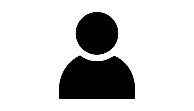 User profile icon isolated on transparent background, simple black silhouette of a person for web interface