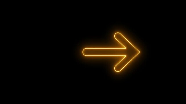 Neon arrow pointing right animation.arrow button icon or swipe-up arrow signal animation.4k video
