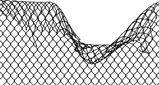 Broken wire mesh fence background