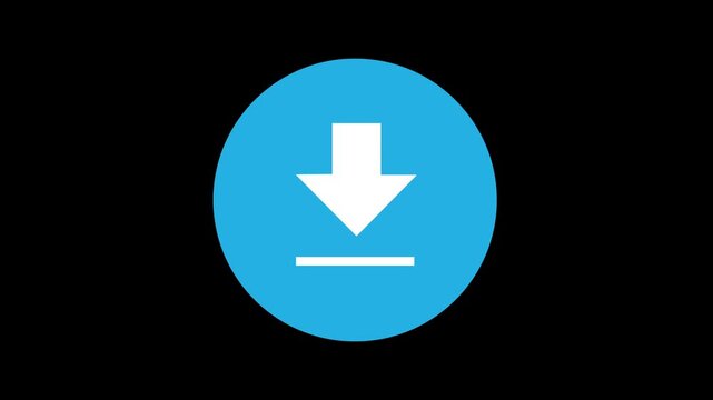 Download icon vector graphic with blue circle and white arrow symbol