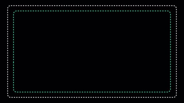 Dotted line rectangle frame animation dashed border frame loop isolated minimal geometric motion graphic overlay with transparent background in 4k.