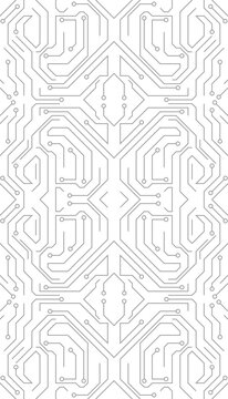 Intricate symmetrical circuit board pattern