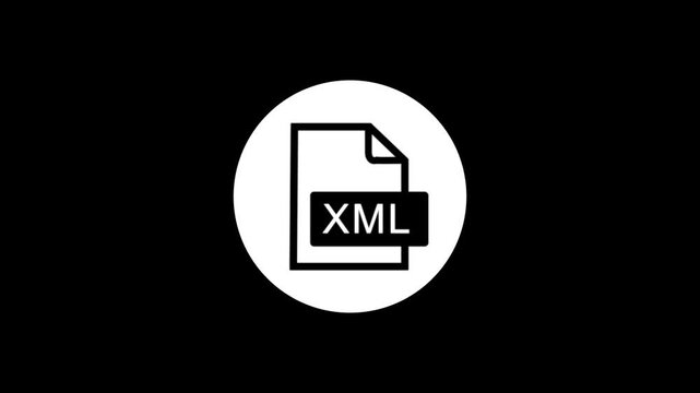 Minimalist animation of xml file icon on turquoise background with smooth shadow effect for web development concepts