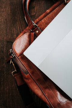 Laptop in Leather Bag