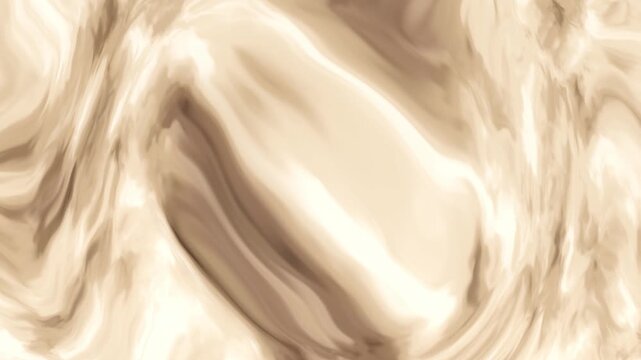 Abstract beige and cream colored liquid fluid moving slowly creating smooth flowing waves and gentle curves in a minimalist design background