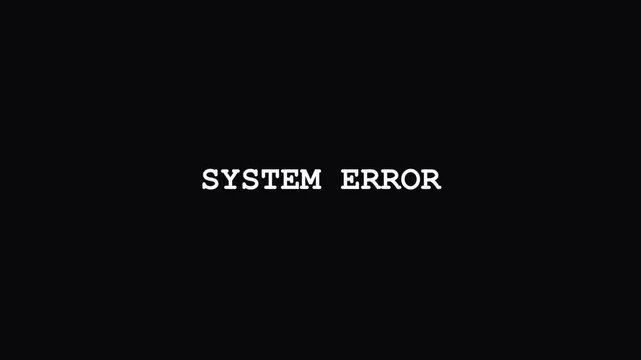 System error message flashing on black computer screen in this digital technology video clip motion